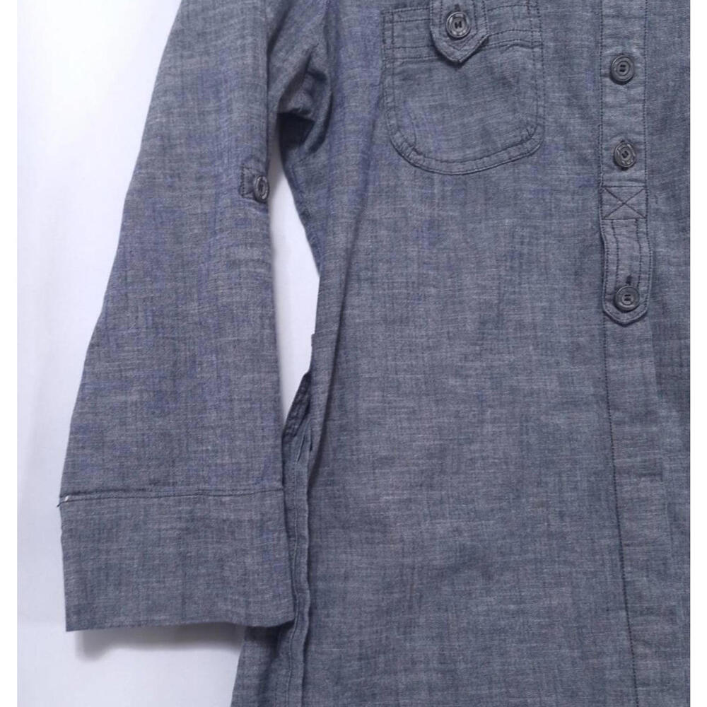 Anthropologie Fei Shirt Dress Womens Size S Tunic Belted 3/4 Sleeves‎  Blue Gray - Picture 6 of 9